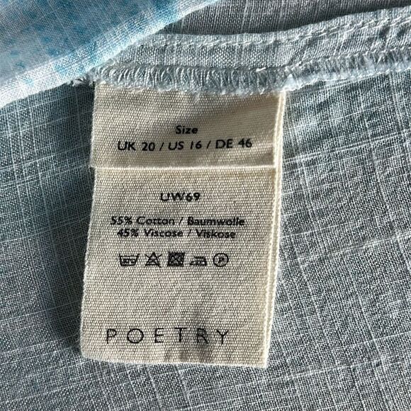 Poetry Women’s Peasant Striped Cotton Blend Blouse Blue Size 16 - Picture 9 of 12